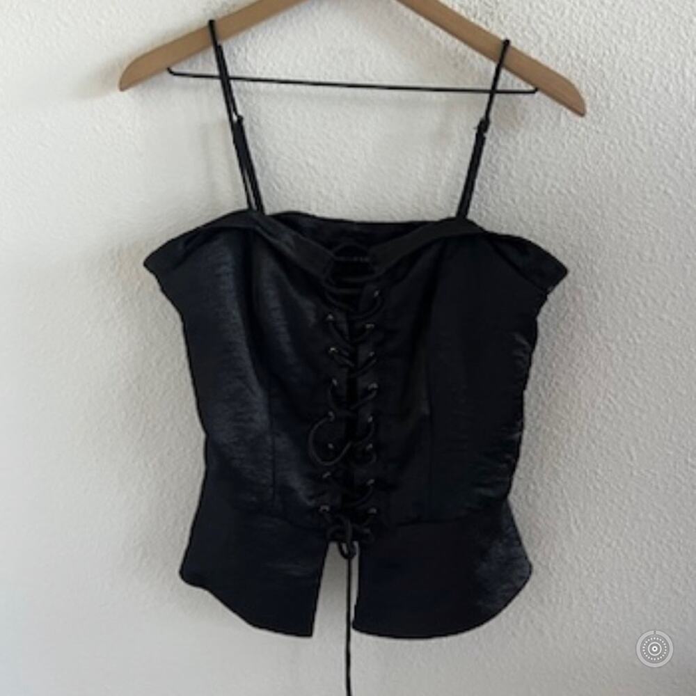 Harlowe & Graham Black Corset Vibe Back Top Small